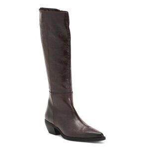 EMANUELE CRASTO Burgundy Made In Italy Patent Leather High Shaft Boots